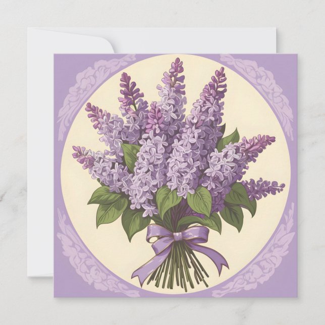 Lila Lilac-Blume Einladung (Vorderseite)