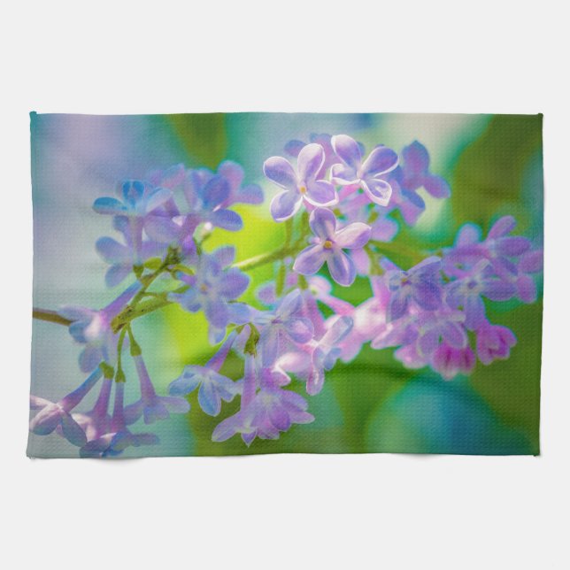 Lila Lilac-Blume Geschirrtuch (Horizontal)
