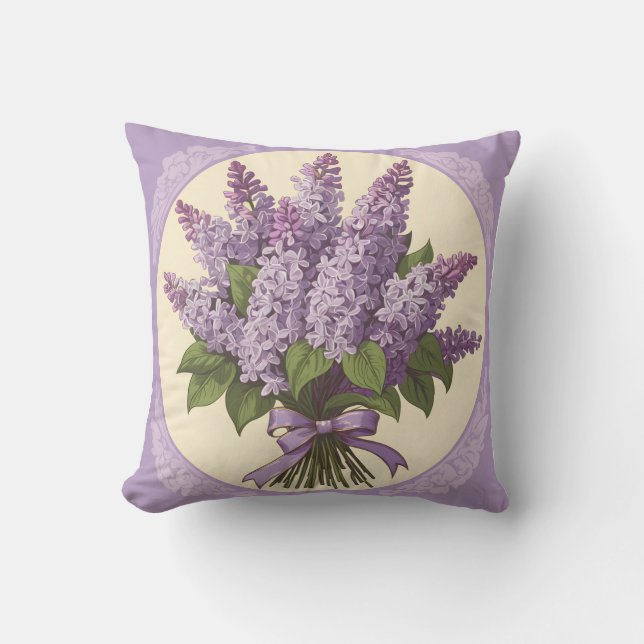 Lila Lilac-Blume Kissen (Vorderseite)
