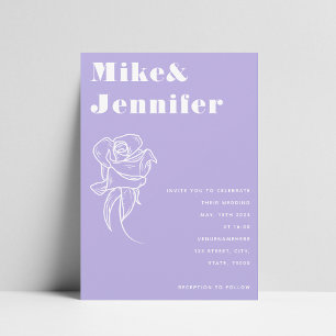 Lila Lilac Blume Kontur QR Code Hochzeit Einladung
