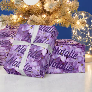 Lila Lilac-Blume Personalisiertes Geschenkpapier