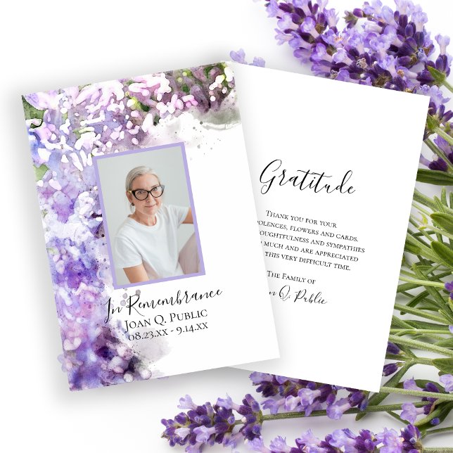 Lila Lilac Blume Wasserfarben Beerdigung Beileid Dankeskarte (Von Creator hochgeladen)