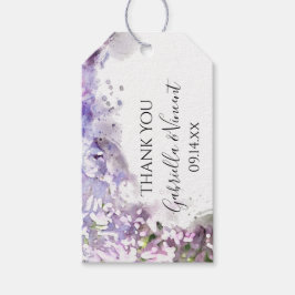 Lila Lilac-Blume Wasserfarbige Gastgeschenk Hochze Geschenkanhänger