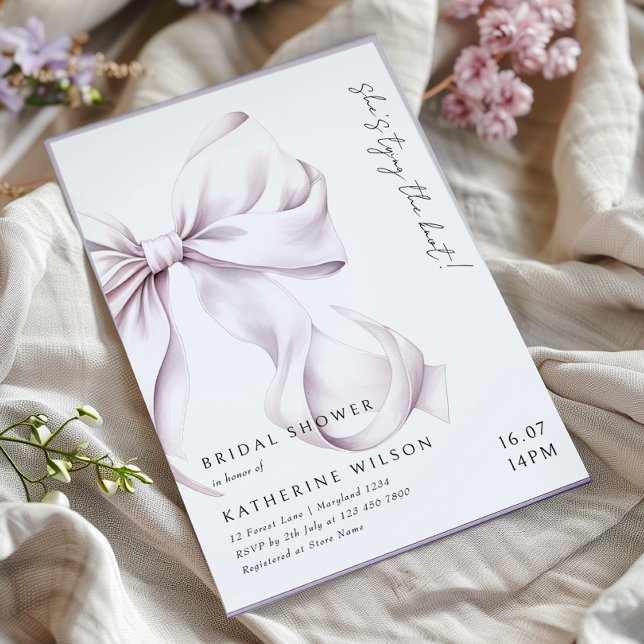 Lila Lilac Bow Brautparty Einladung (Von Creator hochgeladen)