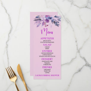 Lila Lilac Brautparty-Menü Menükarte