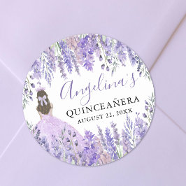 Lila Lilac Crown Floral Quinceanera Runder Aufkleber