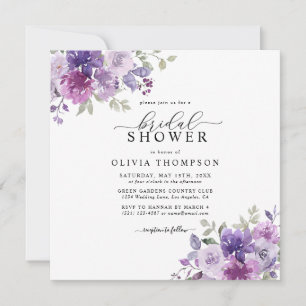 Lila Lilac Dusty Mauve Floral Brautparty Invi Einladung