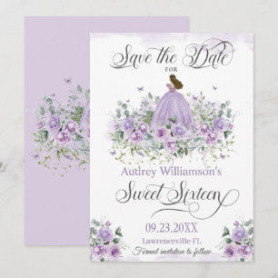 Lila Lilac Floral 16 . Geburtstag 16. Geburtstag Save The Date