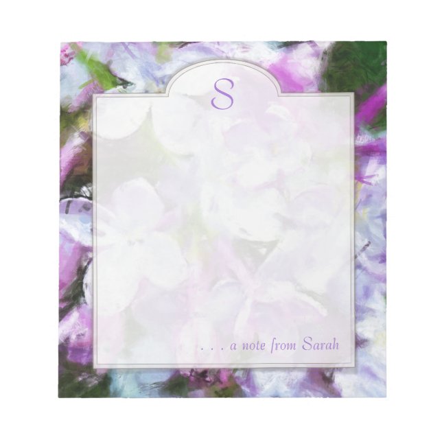 Lila Lilac Floral Art Custom Notepad Notizblock (Vorderseite)