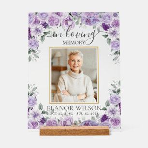 Lila Lilac Floral Beerdigung Memorial Picture Foto Acrylschild