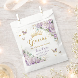 Lila Lilac Floral Butterflies Quinceñera 15 16 Geschenktütchen