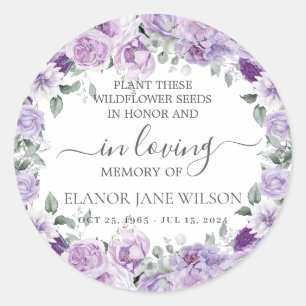 Lila Lilac Floral Memorial Beerdigung Saatgut Pack Runder Aufkleber