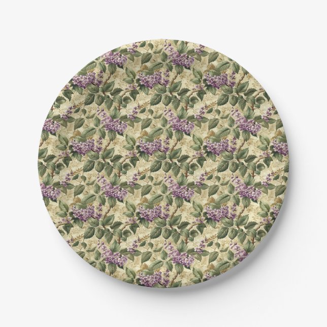 Lila Lilac Floral Party Paper Tellers Tableware Pappteller (Vorderseite)