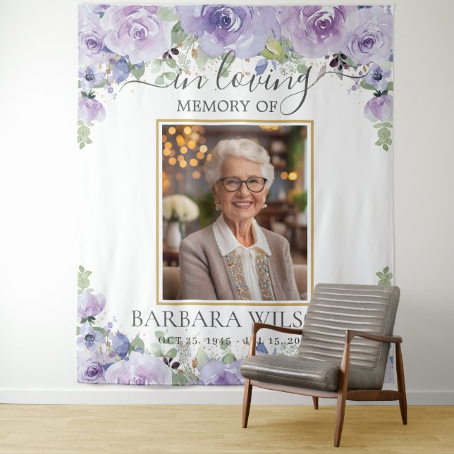 Lila Lilac Floral Picture Foto Beerdigung Gedenkst Wandteppich (Beispiel)