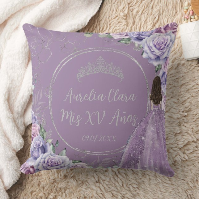 Lila Lilac Floral Princess Quinceañera Keepake Kissen (Decke)