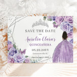 Lila Lilac Floral Quinceanera Brown Princess Save The Date<br><div class="desc">c) Das glückliche Cat Studio</div>