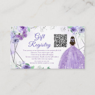 Lila Lilac Floral Quinceañera QR Geschenkregister Begleitkarte