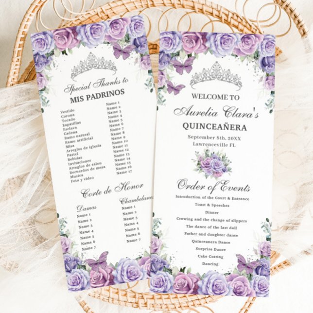 Lila Lilac Floral Quinceñera Orden der Veranstaltu Programm (Von Creator hochgeladen)