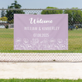 Lila Lilac Floral Rustikale Moderne Hochzeit Banner