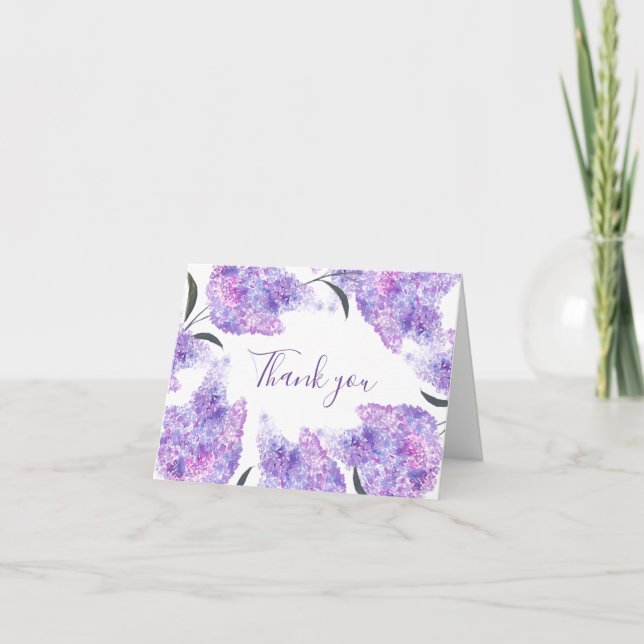 Lila Lilac Floral Summer Wedding Danke (Vorderseite)