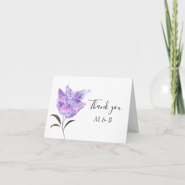 Lila Lilac Floral Summer Wedding Danke (Vorderseite)