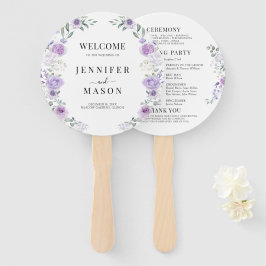 Lila Lilac Floral Wreath-Hochzeitsprogramm Fächer