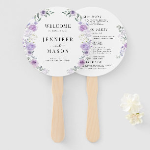 Lila Lilac Floral Wreath-Hochzeitsprogramm Fächer