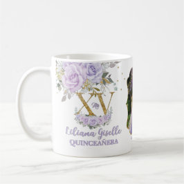 Lila Lilac Floral XV QUINCEAÑERA Quince 15 Foto Kaffeetasse
