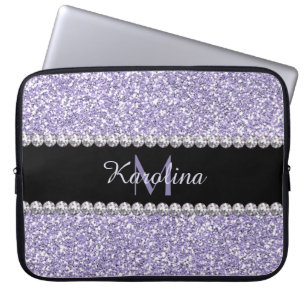 Lila Lilac-Glitzer, Personalisiert mit Monogramm Laptopschutzhülle