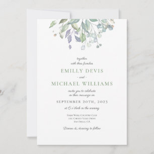 Lila Lilac Greenery Wedding Einladung