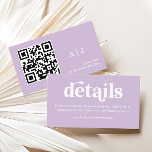 Lila Lilac-Hochzeitdetails Begleitkarte