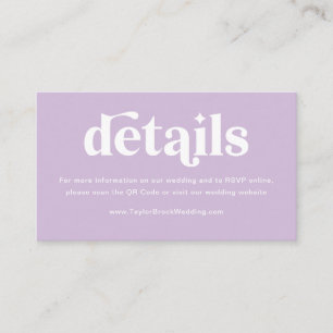 Lila Lilac-Hochzeitdetails Begleitkarte