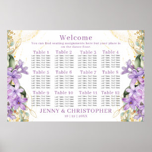 Lila Lilac-Hochzeitstabelle (12 Tische) Poster