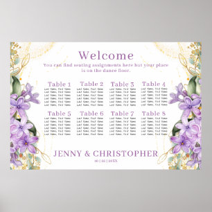 Lila Lilac-Hochzeitstabelle Poster