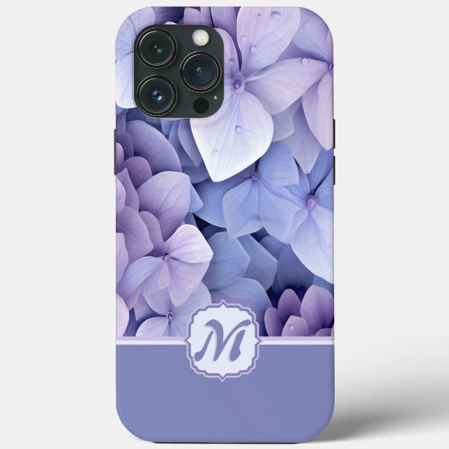 Lila Lilac Hübsch Hydrangea Monogramm Case-Mate iPhone Hülle (Rückseite)