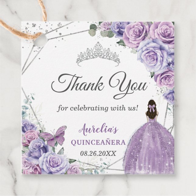 Lila Lilac Lavender Floral Quinceñera Princess Geschenkanhänger (Vorderseite)