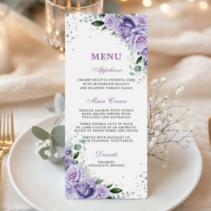Lila Lilac Lavender Floral Wedding Bridal Menü Programm