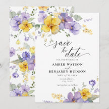 Lila Lilac Lavender Gelbe Blume Save the Date