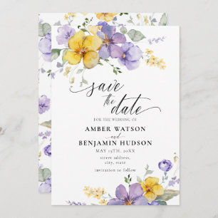 Lila Lilac Lavender Gelbe Blume Save the Date Einladung