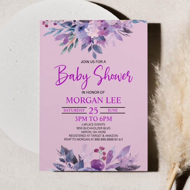 Lila Lilac Lavender Violet Plum Baby Dusche Einladung (Von Creator hochgeladen)
