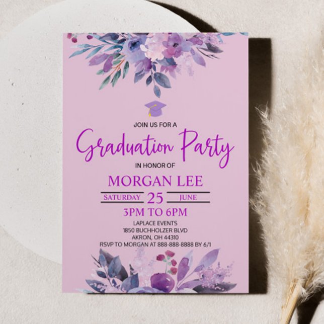 Lila Lilac Lavender Violet Plum Graduation Party Einladung (Von Creator hochgeladen)