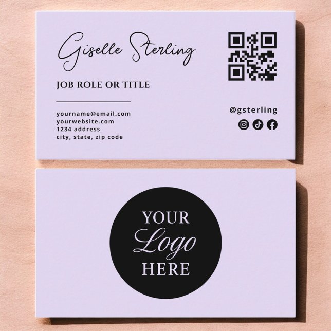 Lila Lilac-Logo-QR-Code Minimalistisch Beruflich Visitenkarte (Von Creator hochgeladen)