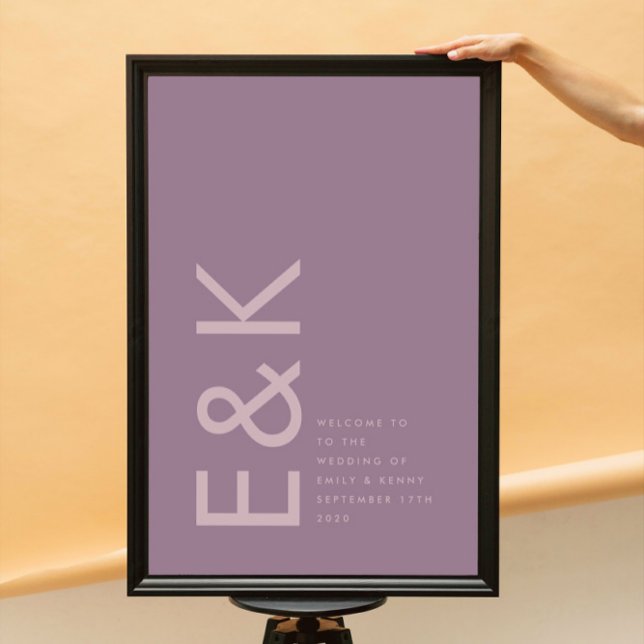 Lila Lilac Modern Monogram Bold Wedding Poster (Von Creator hochgeladen)