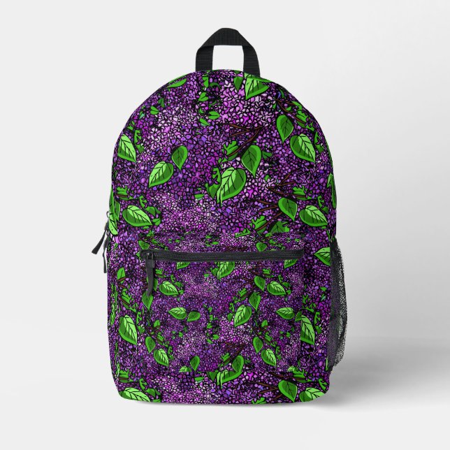 Lila Lilac New Hampshire Staat Blume Bedruckter Rucksack (Vorderseite)