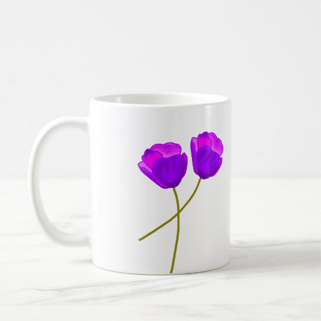 Lila Lilac Poppy Blume Illustration Kaffeetasse (Links)