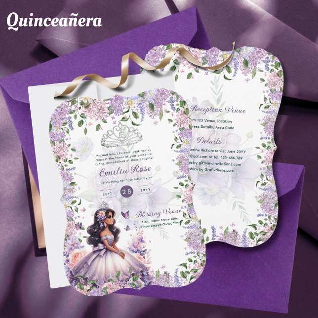 Lila Lilac Quinceanera Dress Floral Wisteria Einladung (Von Creator hochgeladen)