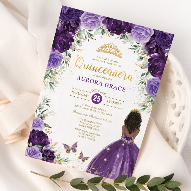 Lila Lilac Quinceañera Prinzessin Mis Quince 15 Einladung (Von Creator hochgeladen)