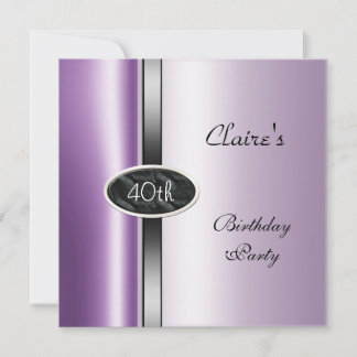 Lila Lilac Silver 40. Geburtstag Party Einladung