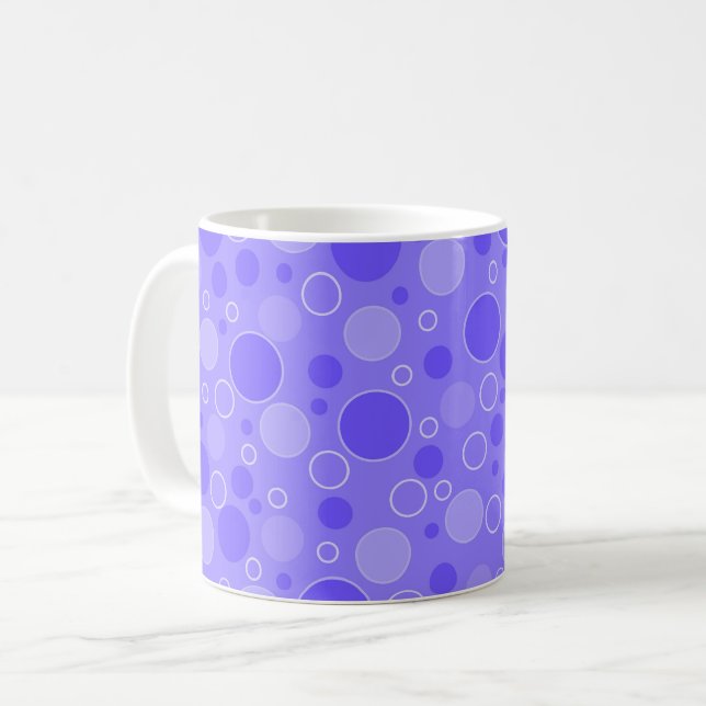 Lila Lilac-Töne mit Polka-Punkten in Retro-Sechs Kaffeetasse (Vorderseite Links)