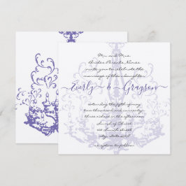 Lila Lilac Vintage antike Kronleuchter-Hochzeit Einladung